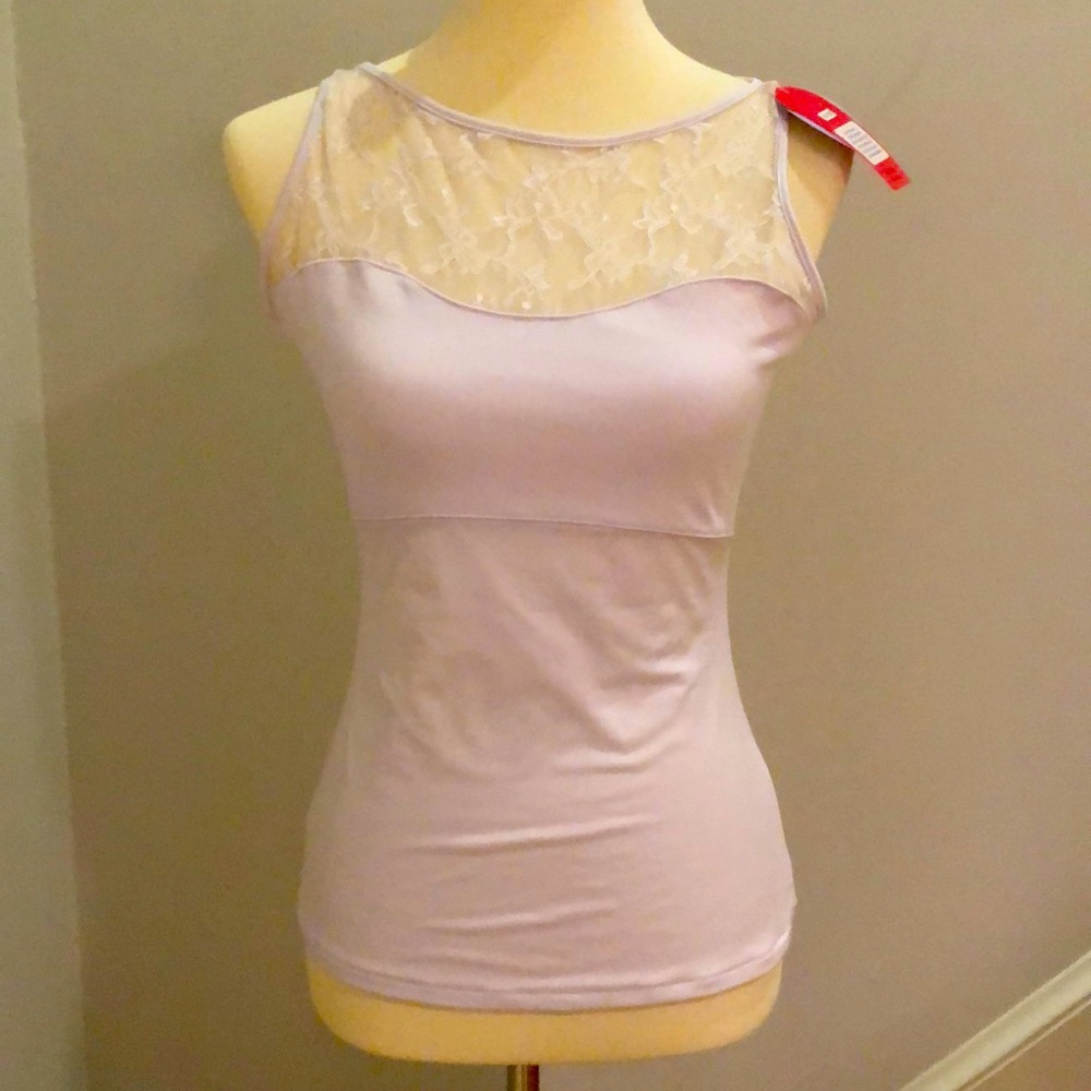 NWT Lovely Spanx Lace Bateau Tank (Frosted Lilac) Size L